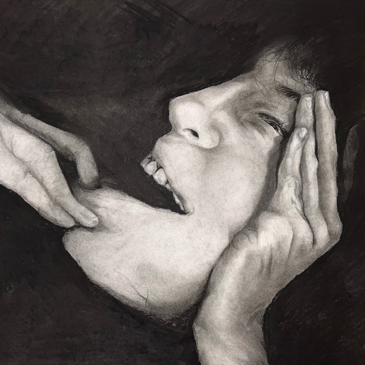 Scanned self portrait by Elliana Polyak